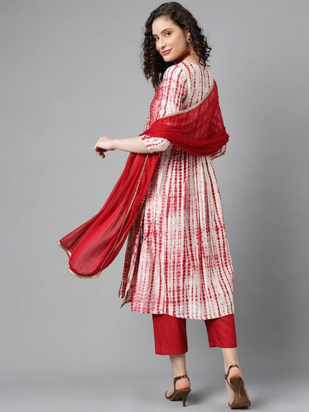 Women Tie Dyed Regular Gotta Patti A-Line Kurta With Trousers & Dupatta Set (Copy) VitansEthnics