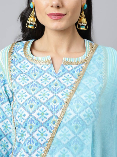 Women Ethnic Motif Printed Notch Neck Gotta Patti Kurta with Palazzos & Dupatta Set (Copy) VitansEthnics