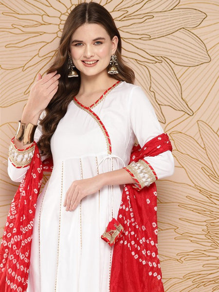 Women Striped Angrakha Gotta Patti Kurta with Palazzos & With Dupatta Set (Copy) VitansEthnics