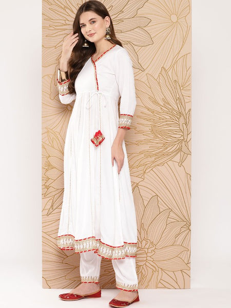Women Striped Angrakha Gotta Patti Kurta with Palazzos & With Dupatta Set (Copy) VitansEthnics