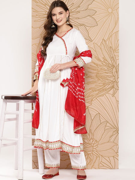 Women Striped Angrakha Gotta Patti Kurta with Palazzos & With Dupatta Set (Copy) VitansEthnics