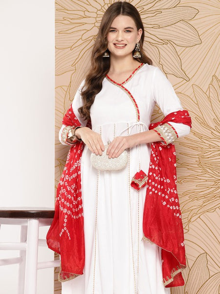 Women Striped Angrakha Gotta Patti Kurta with Palazzos & With Dupatta Set (Copy) VitansEthnics