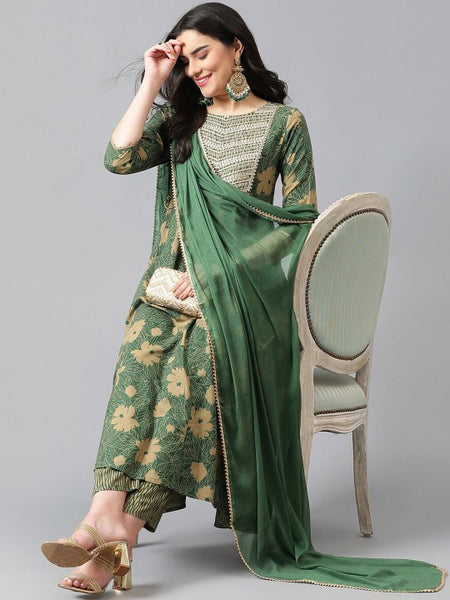 Women Ethnic Motifs Embroidered Regular Gotta Patti Kurta Palazzos & Dupatta Set (Copy) VitansEthnics