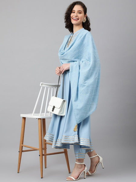 Women Floral Printed Mandarin Collar A-Line Kurta With Palazzos & Dupatta Set (Copy) VitansEthnics