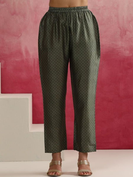 Floral Printed Mandarin Collar Zari Work A-Line Kurta With Palazzos & Dupatta (Copy) VitansEthnics