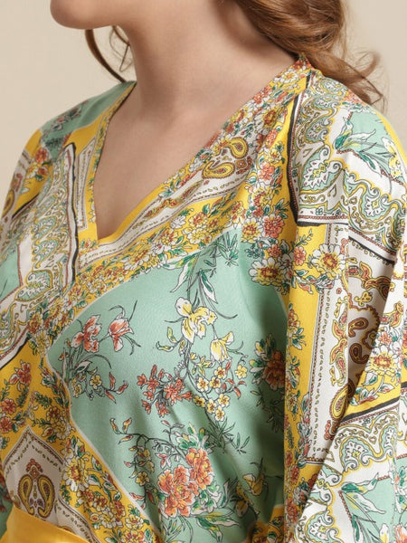 Designer Indian Floral Printed Kaftan Maxi Dress For Women (Copy) VitansEthnics