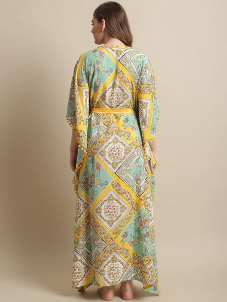 Designer Indian Floral Printed Kaftan Maxi Dress For Women (Copy) VitansEthnics