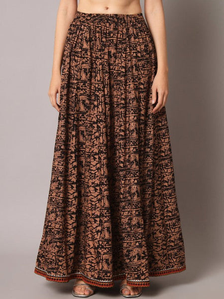 Women Printed Thread Work Maxi Top With Skirt Co-Ord Set VitansEthnics