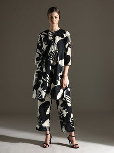 Women Pure Cotton Round Neck Abstract Printed Kurta With Trouser Co-Ords Set VitansEthnics
