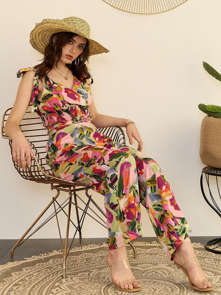 Women Floral Printed Shoulder Straps Top & Trouser Co-Ord Set VitansEthnics