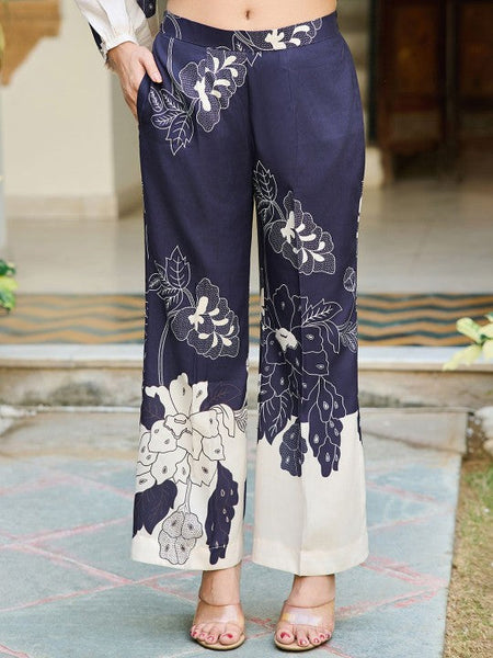 Women Floral Printed Shirt Collar Neck Top With Trousers Co-Ords Set VitansEthnics