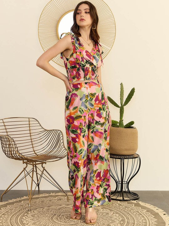 Women Floral Printed Shoulder Straps Top & Trouser Co-Ord Set VitansEthnics