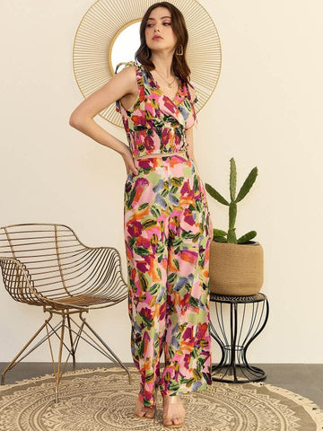 Women Floral Printed Shoulder Straps Top & Trouser Co-Ord Set VitansEthnics