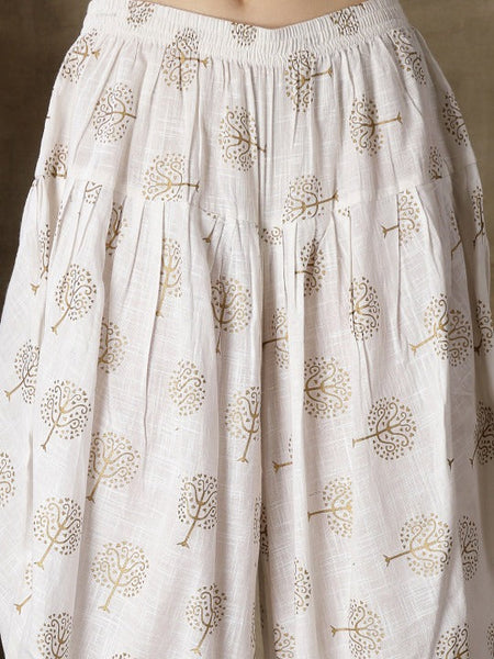 Ethnic Motifs Printed Gotta Patti A Line Fusion Kurti With Dhoti Pants Set VitansEthnics