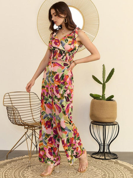 Women Floral Printed Shoulder Straps Top & Trouser Co-Ord Set VitansEthnics