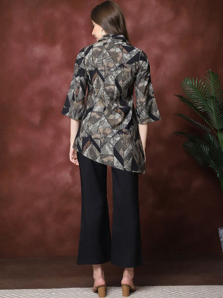 Women Abstract Printed Tunic With Trousers Co-Ords set VitansEthnics