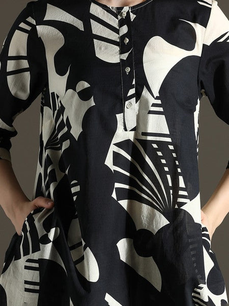 Women Pure Cotton Round Neck Abstract Printed Kurta With Trouser Co-Ords Set VitansEthnics