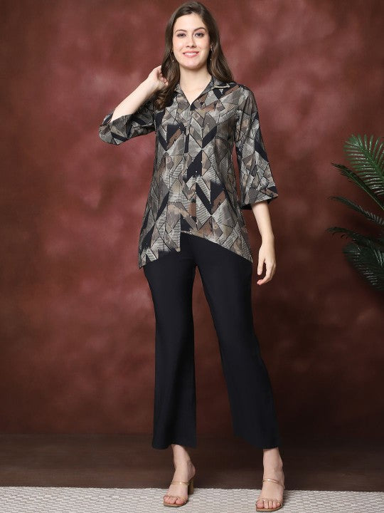 Women Abstract Printed Tunic With Trousers Co-Ords set VitansEthnics