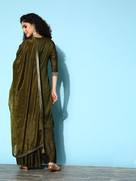 Women Floral Silk Blend Hyper Texture Kurta Set VitansEthnics