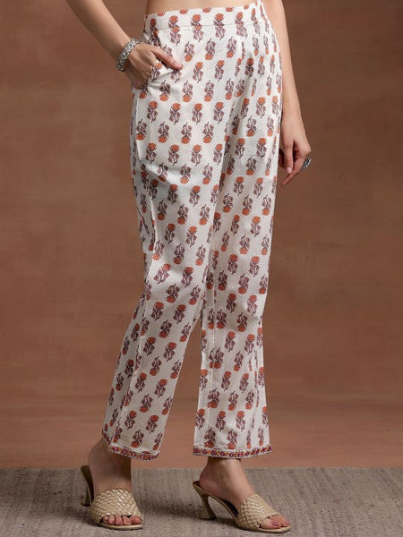 Women V Neck Long Sleeves Floral Printed Panelled Pure Cotton Kurta with Palazzo & Dupatta VitansEthnics
