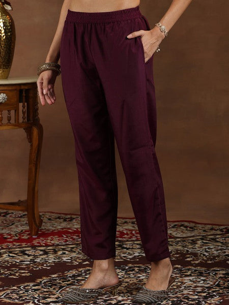 Women Floral Yoke Design Pleated Sequinned A-Line Kurta With Trouser & Dupatta VitansEthnics