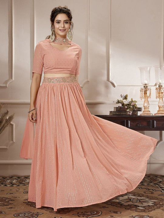 Women Printed Beads and Stones Ready to Wear Lehenga & Blouse With Dupatta Indo-Western Outfit VitansEthnics
