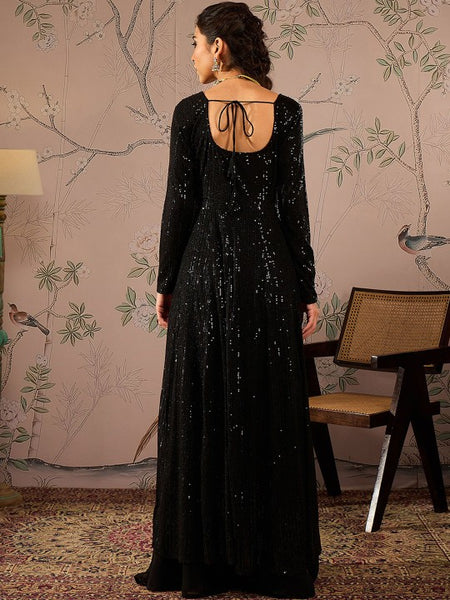 Long Sleeves Sequin Anarkali Kurta For Women, Indian Dress For Women, Indo Western Outfit, Indian Gown Dress For Women, Wedding Guest Outfit VitansEthnics
