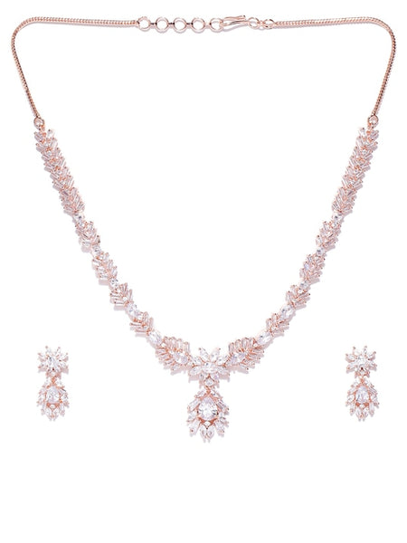 Rose Gold-Plated AD & CZ Studded Jewellery Set VitansEthnics