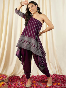 One Shoulder Asymmetric Top with Dhoti Pants vitansethnics