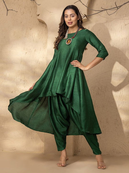 High Low Flared Kurti with Dhoti Pants Set VitansEthnics