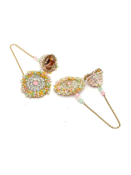 Gold Plated Kundan Stone Studded Drop Earrings VitansEthnics