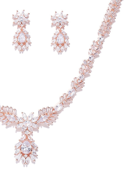Rose Gold-Plated AD & CZ Studded Jewellery Set VitansEthnics