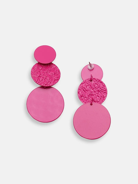 Gold Plated Pink Contemporary Drop Earrings VitansEthnics