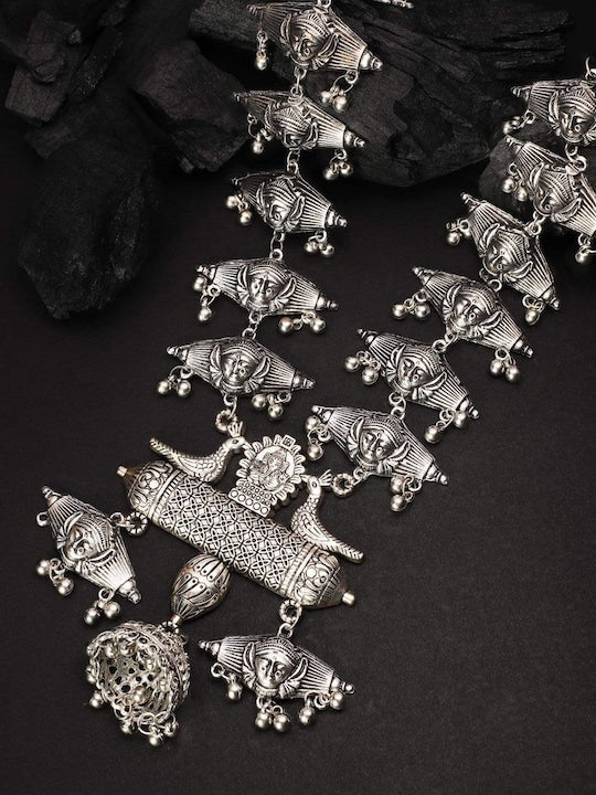 Silver-Plated Oxidised Handcrafted Necklace VitansEthnics