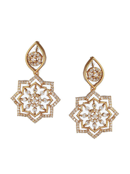 Gold-Plated Cubic Zirconia Studded Jewelry Set VitansEthnics