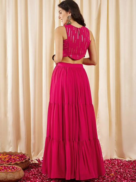 Embellished Sleeveless Crop Top With Skirt For Women, Indian Lehenga Choli, Wedding Guest Outfit, Indian Dress, Indian Gown Party Wear Dress VitansEthnics