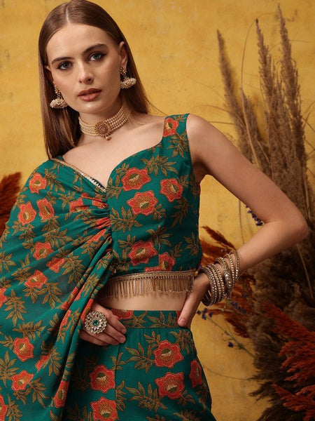 Floral Printed Crop Top with Palazzo Set for Women Boho Chic Coord Set Festival Outfit Ethnic Indian Dress Co-ords, Indo Western Outfit VitansEthnics