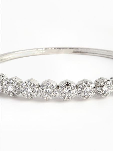 Women Silver-Toned AD Studded Bangle Style Kada Bracelet with Matching Ring VitansEthnics