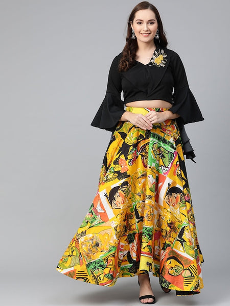 Designer Indian Embroidered Crop top with Skirt Set For Women, Blouse With Skirt Set, Indo Western Outfit, Indian Dress, Lehenga Choli VitansEthnics