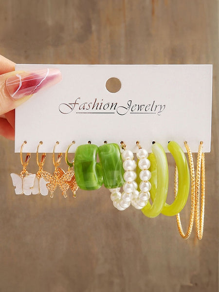 Set Of 18 Gold-Plated Contemporary Half Hoop Earrings VitansEthnics