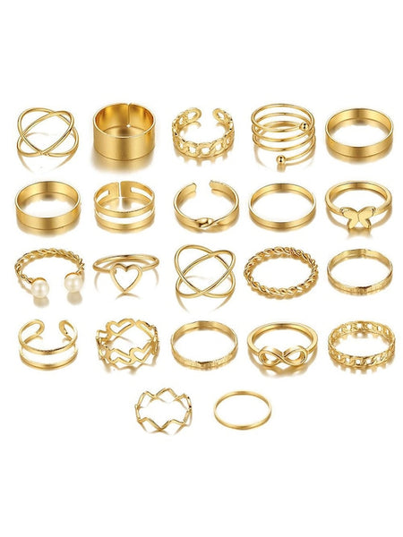 Women Set Of 23 Gold-Plated Finger Rings VitansEthnics