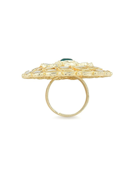 Green & White Gold-Plated Kundan-Studded & Pearl Beaded Bridal Jewellery Set VitansEthnics