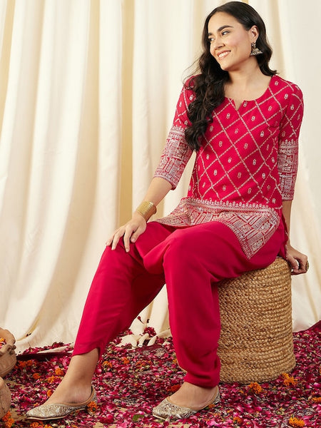 Short Kurti With Low Crotch Dhoti Pants Set vitansethnics