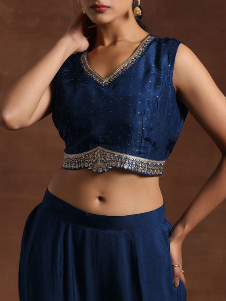 Embroidered Crop Top With Sharara and Shrug Set VitansEthnics