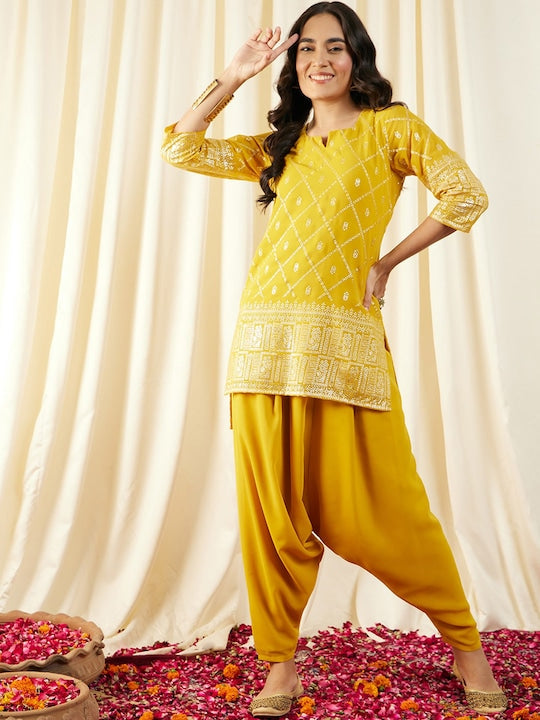 Short Kurti With Dhoti Pants Set vitansethnics