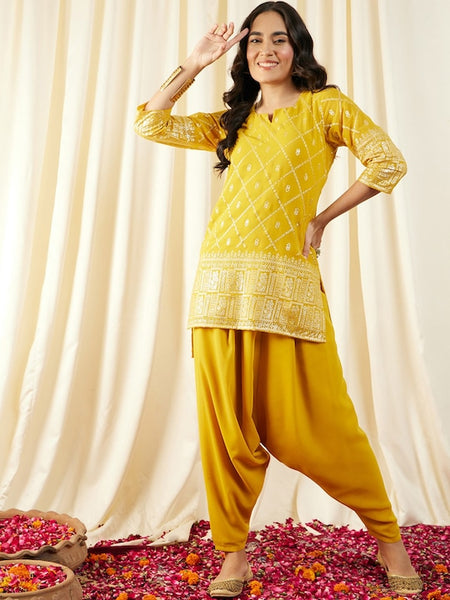 Short Kurti With Dhoti Pants Set vitansethnics