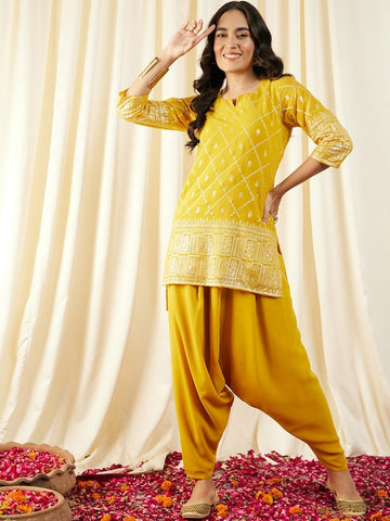 Short Kurti With Dhoti Pants Set vitansethnics
