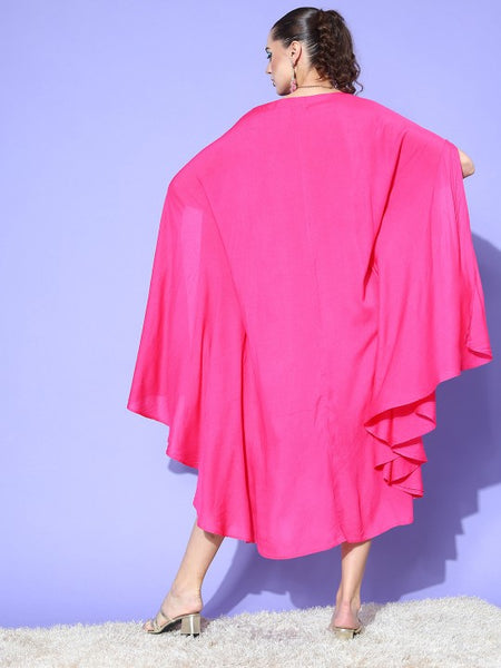 Women Boat Neck Flared Sleeve A-Line Dress, Indo Western Dress, Indian Dress, Wedding Wear outfit, Kaftan Dress For Women, Fusion Outfit VitansEthnics