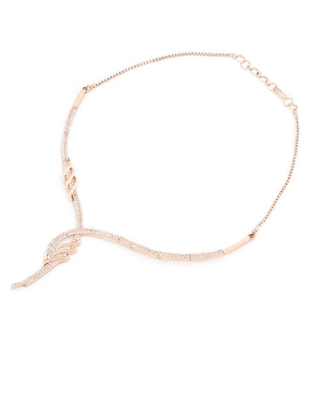 Rose-Gold Plated White CZ-Studded Jewellery Set VitansEthnics