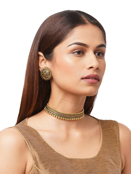 Gold-Toned German Silver Antique Choker Jewellery Set VitansEthnics